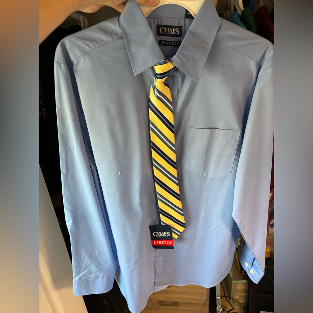 Chaps stretch Button Up Dress Shirt Kids Large 14-16